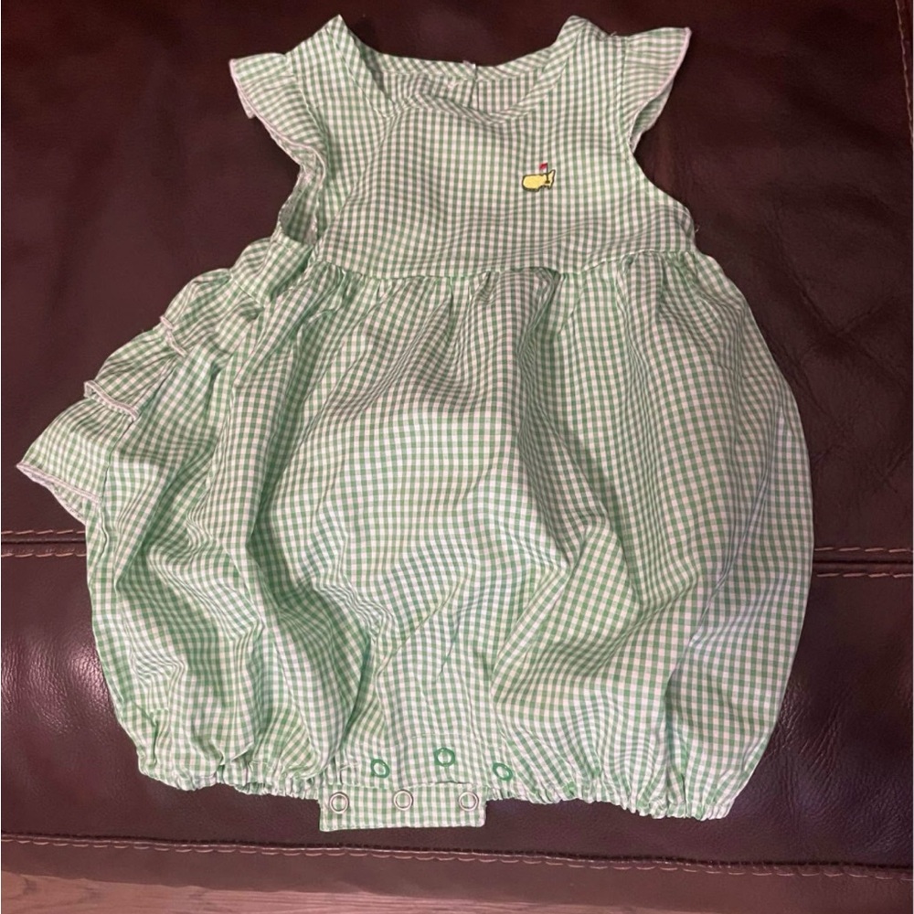 Masters Green Gingham Baby Romper